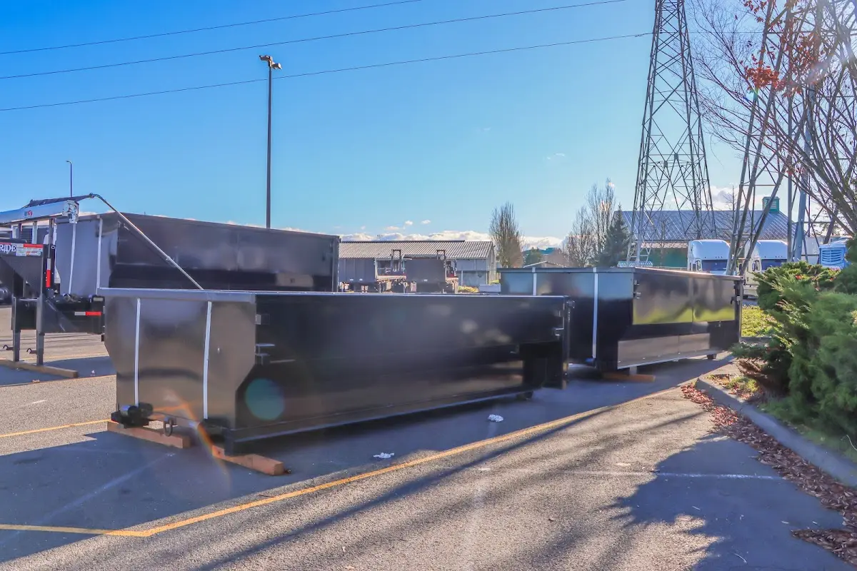 Roll-off dumpster ready for waste disposal at job site for 12 Yard Dumpster Rental in Hatfield